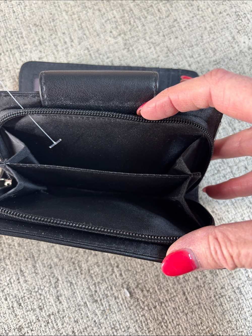 Tahari Black Leather RFID Zip Wallet with Metal Logo - Picture 6 of 9